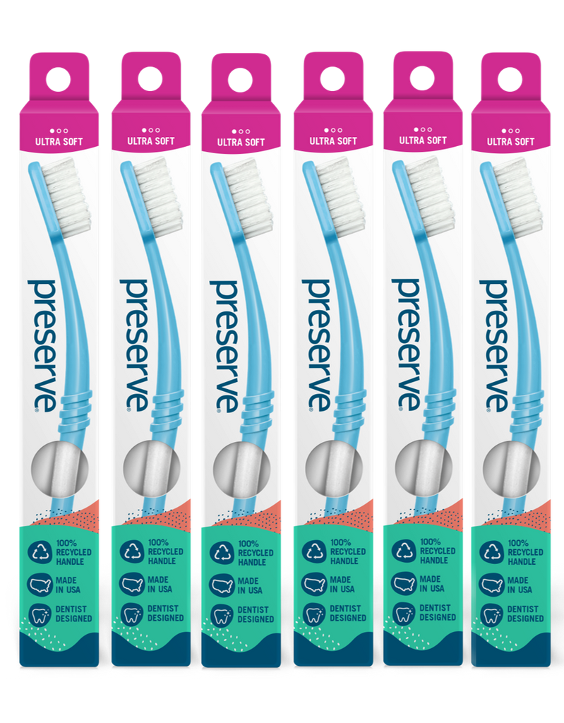 Preserve Adult Toothbrush - White | 6-Pack | Ultra Soft