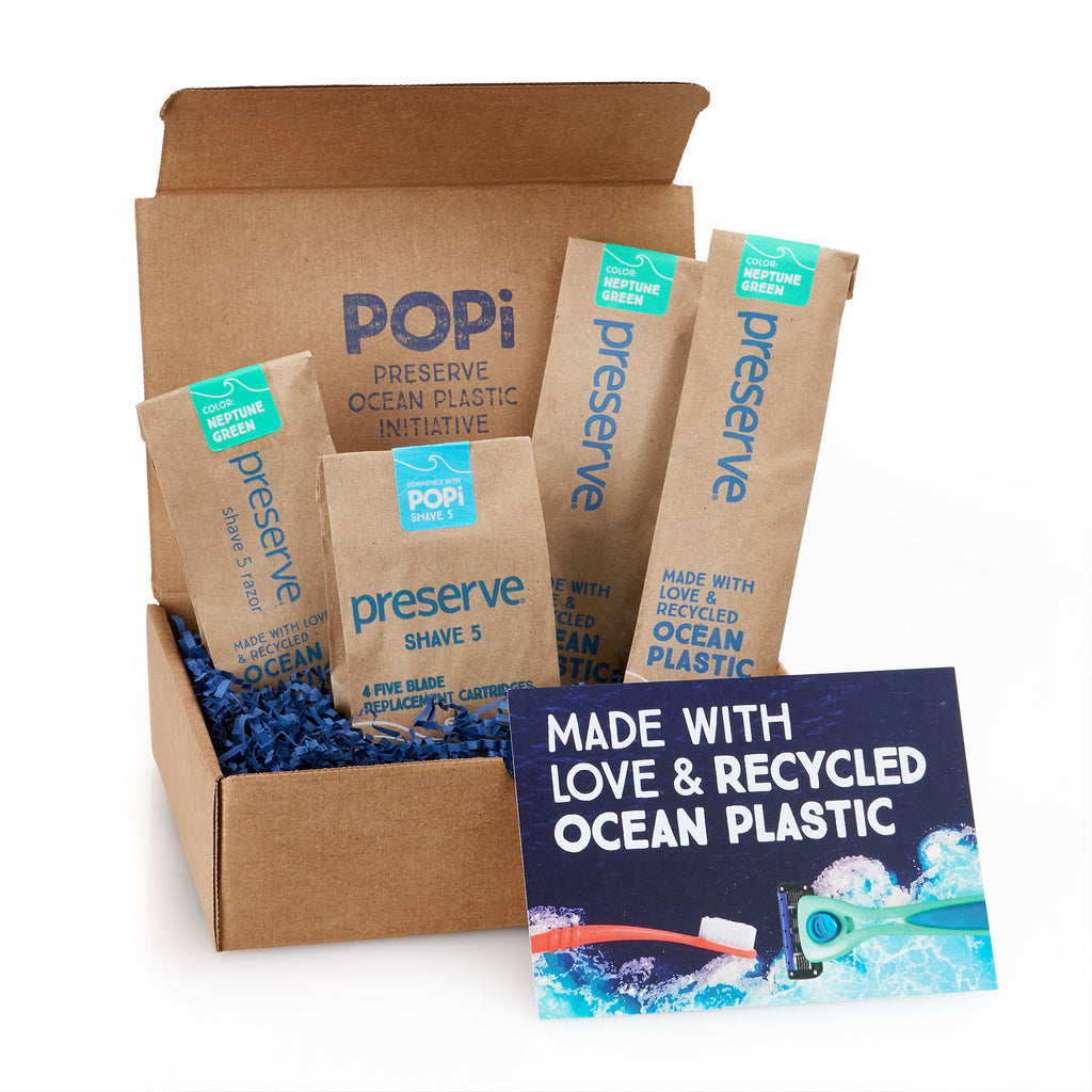 POPi Recycled Ocean Plastic Gift Set (Razor Set and Toothbrushes)