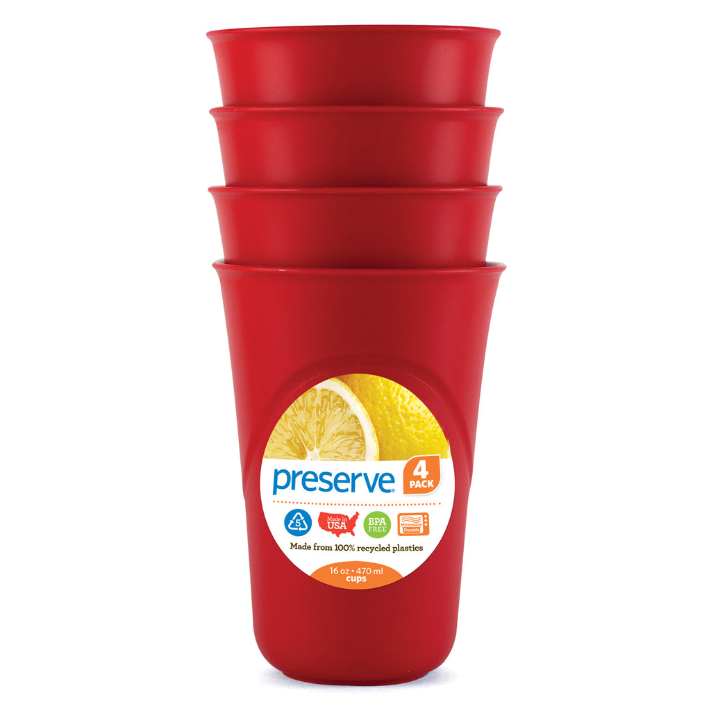 Preserve Cups, Everyday, 16 Oz, Pepper Red - 4 cups