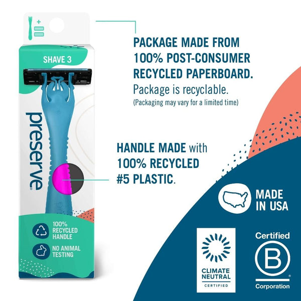 Shave 3 Razor System| Handle & 2 Blades – Preserve